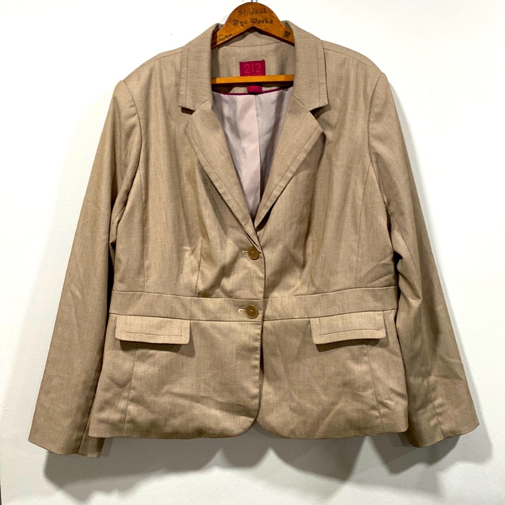 212 COLLECTION Jacket Tan 2 Button & Pocket Jacket Sz 18